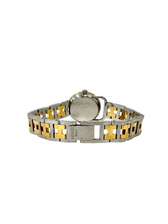 Hermes Also-h Logo Stainless Steel Quartz Watch Wrist Silver Gold main image 10